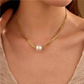 JOSSLYN by wall to wall - STAINLESS STEEL NON-TARNISH PEARL NECKLACE | 40NK9689