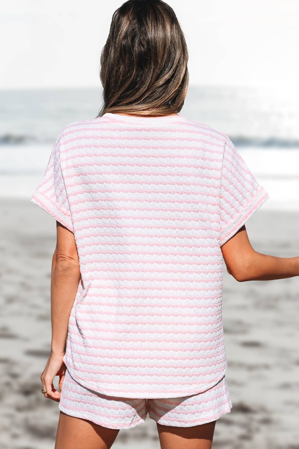 Aapparella - Stripe Knitted Top and Drawstring Shorts Set | S-XL