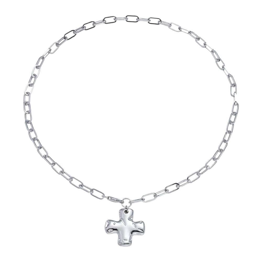 JOSSLYN by wall to wall - NOTABLE HAMMERED CROSS FRONT TOGGLE NECKLACE | 40NK9666