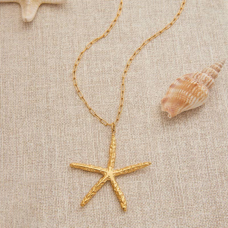 JOSSLYN by wall to wall - 18K STAINLESS STEEL TARNISH FREE STARFISH NECKLACE| 40NK9573