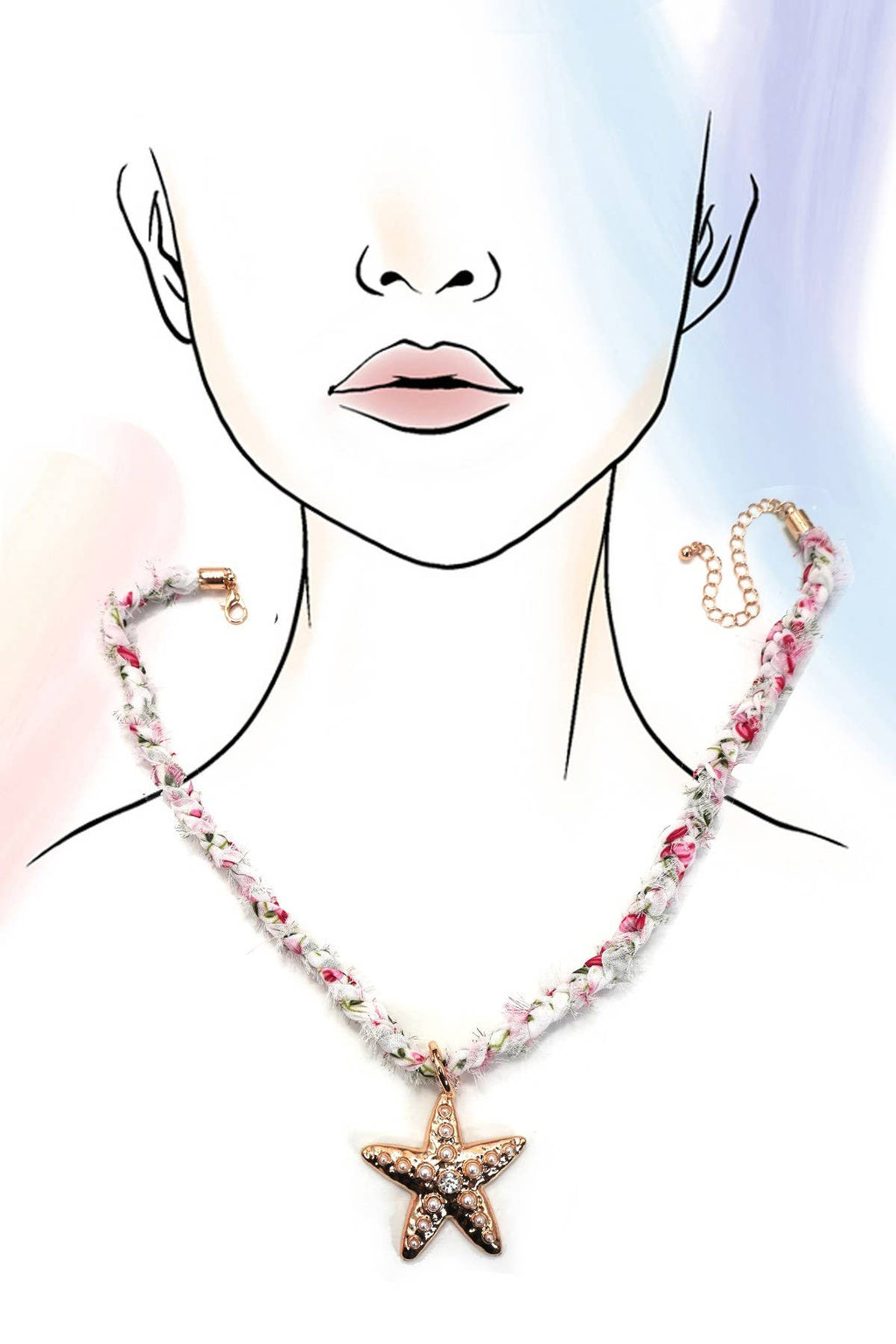 JOSSLYN by wall to wall - SCARF NECKLACE-INTERCHANGEABLE STARFISH SUN CHARM | 80N92337