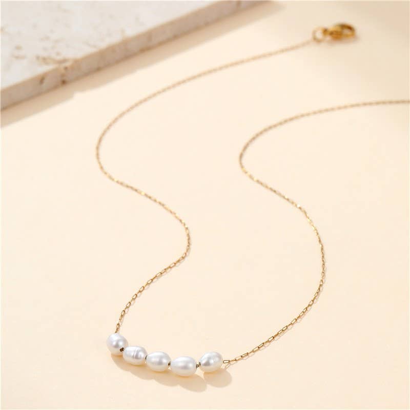 JOSSLYN by wall to wall - STAINLESS STEEL NON-TARNISH PEARL NECKLACE | 40NK9692