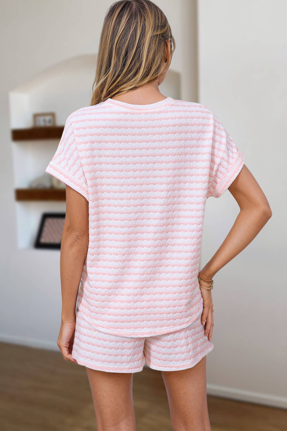 Aapparella - Stripe Knitted Top and Drawstring Shorts Set | S-XL
