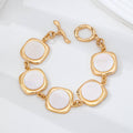 JOSSLYN by wall to wall - White Pearly Inlay Square Link Bracelet | 80B1752