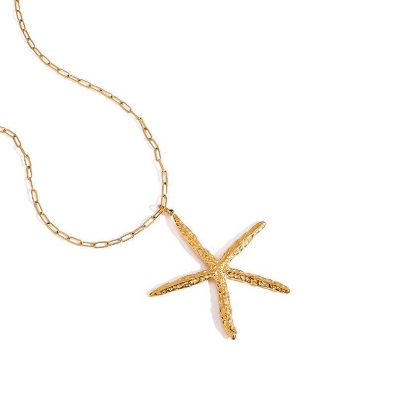 JOSSLYN by wall to wall - 18K STAINLESS STEEL TARNISH FREE STARFISH NECKLACE| 40NK9573