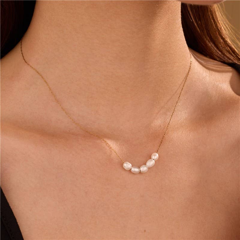 JOSSLYN by wall to wall - STAINLESS STEEL NON-TARNISH PEARL NECKLACE | 40NK9692